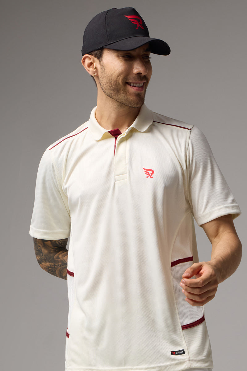 ACTIVE TECH Cricket  Off Whites Tshirt (Half Sleeve)